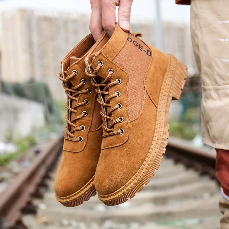 High Top Martin Boots British Canvas Suede Warm Shoes Winter Fashion Chelsea Boots Men New Mens Casual High Fashion Ankle Boots