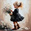 Peinture &agrave; l'huile Daisy Girl-Peinture Diamant Ronde Compl&egrave;te-40*40CM