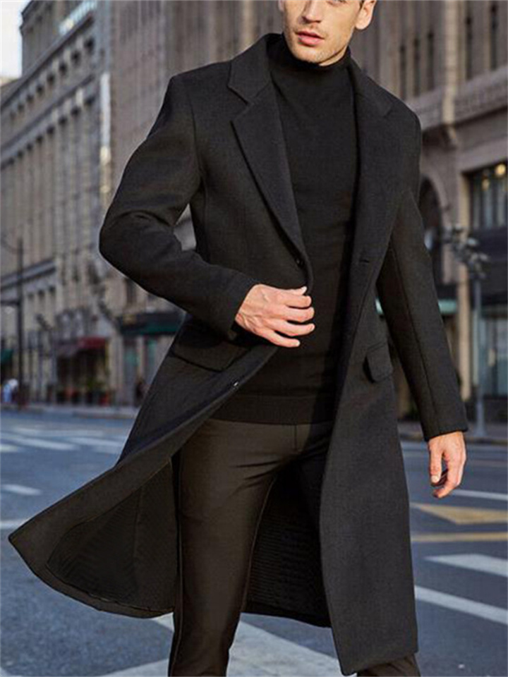New England Men's Long Section Trench Coat Tweed Coat Men Tweed Jacket