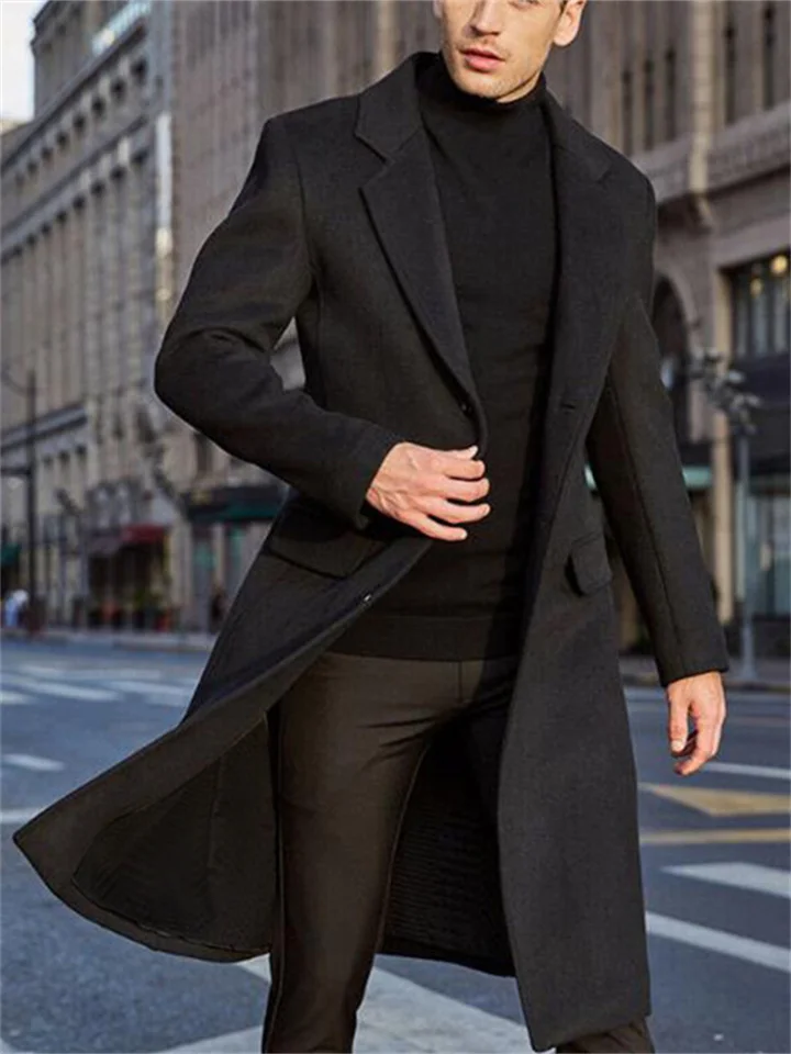 New England Men's Long Section Trench Coat Tweed Coat Men Tweed Jacket