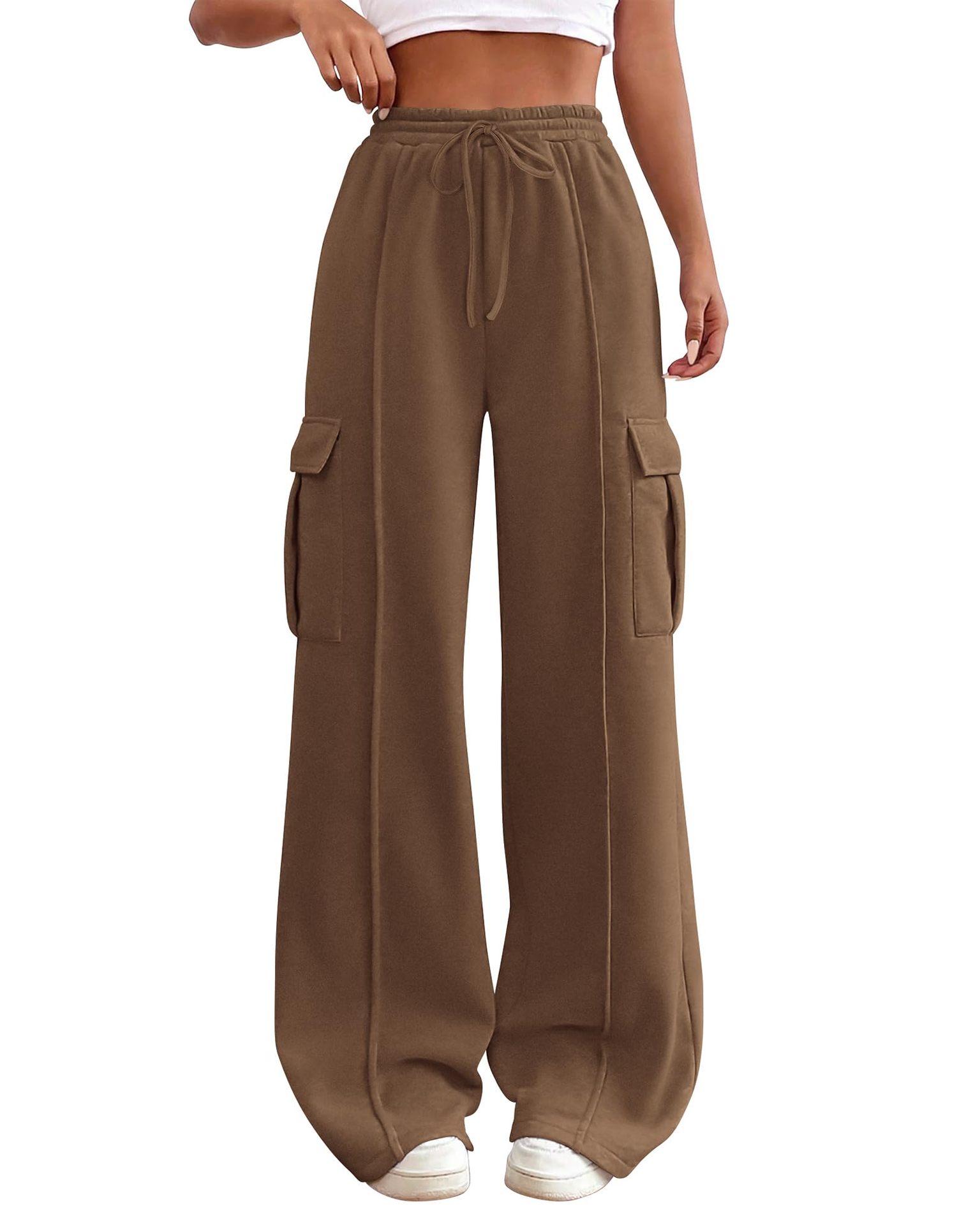 Mature Women Casual Pants Drawstring Elastic Waist Tooling Sweatpants Drawstring