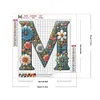 Flower Letter N-Full Round Diamond Painting 30*30CM