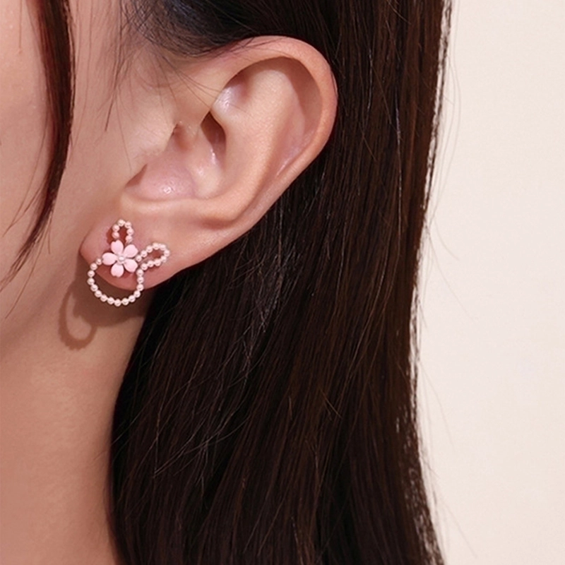 1 Pair Hawaiian Vacation Beach Flower Inlay Alloy Copper Zircon Drop Earrings Ear Studs
