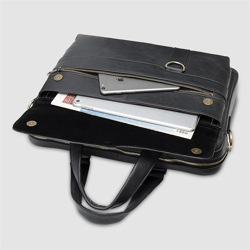 Classic Business Vintage Plain 15 Inch Laptop Bridfcese With Large Capacity