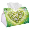 (24cm)Diamond Art Tissue Box Cover DIY PU Desktop(Heart-shaped white daisies)