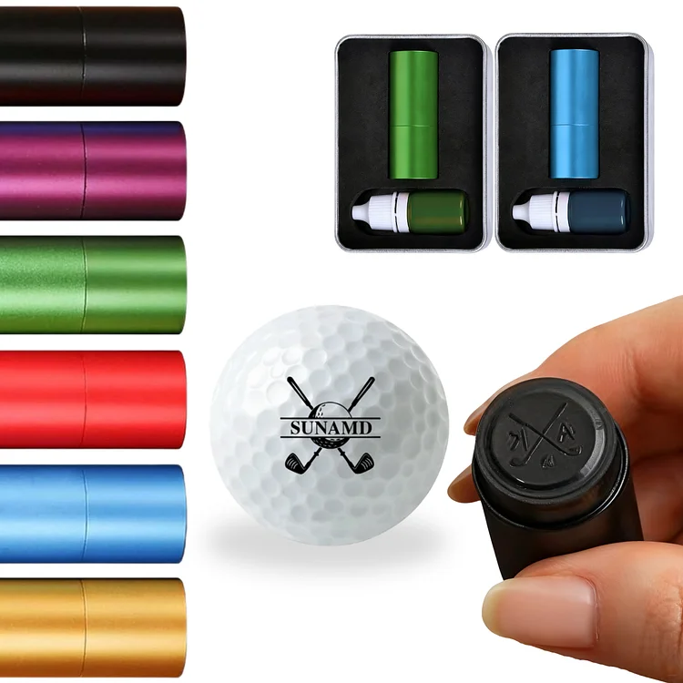 Custom Golf Ball Stamp with Metal Storage Case, Personalized Self-Inking Golf Ball Marking for Name Initials Designs, Waterproof Golf Accessory, Players Golfers Dad Husband Xmas Birthday Gifts
