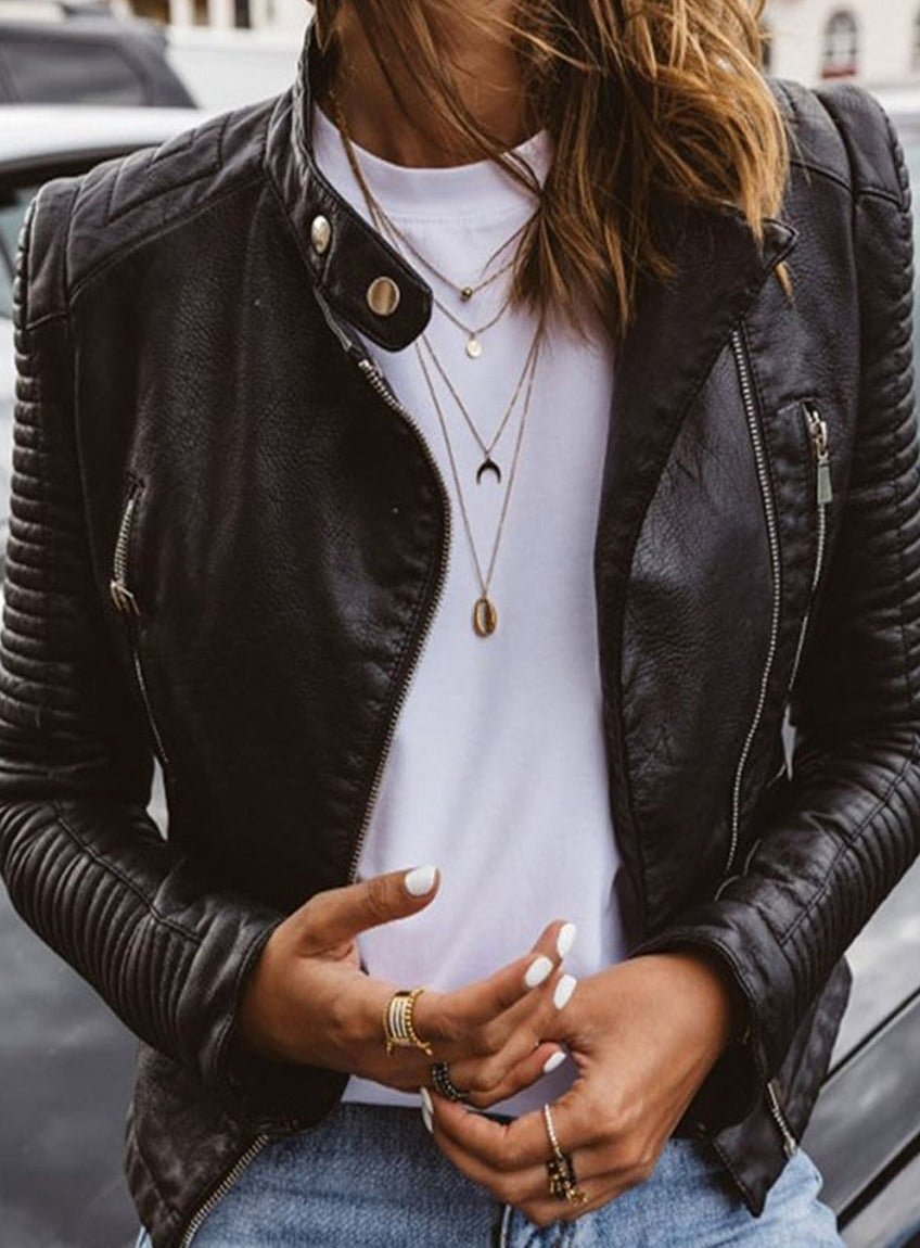 Short Fashionable Leather Jacket