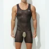 Men's Ice Silk Sexy Transparent Ultra-thin Breathable Bodysuit