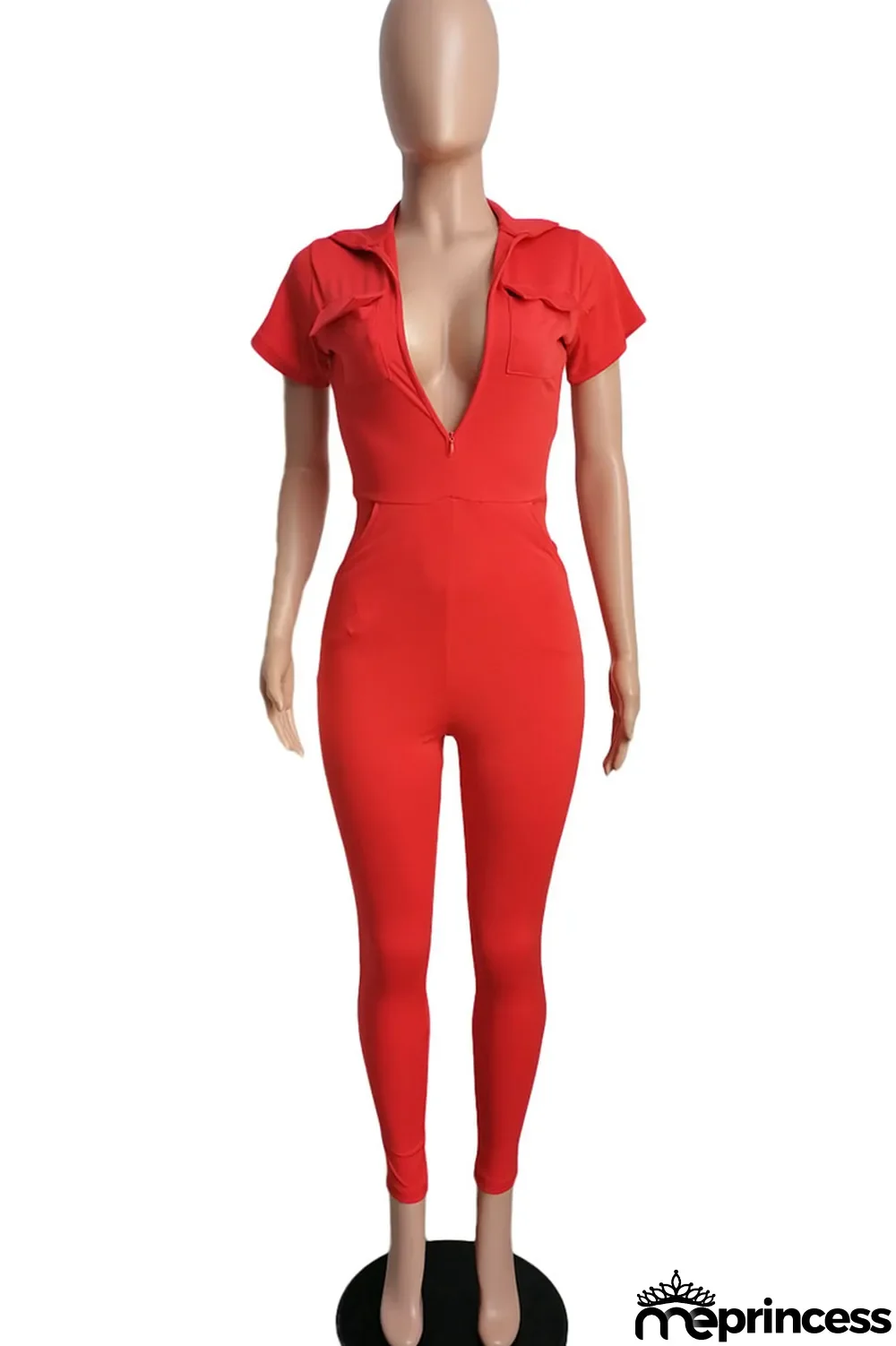 Khaki Casual Solid Split Joint Zipper Collar Regular Jumpsuits