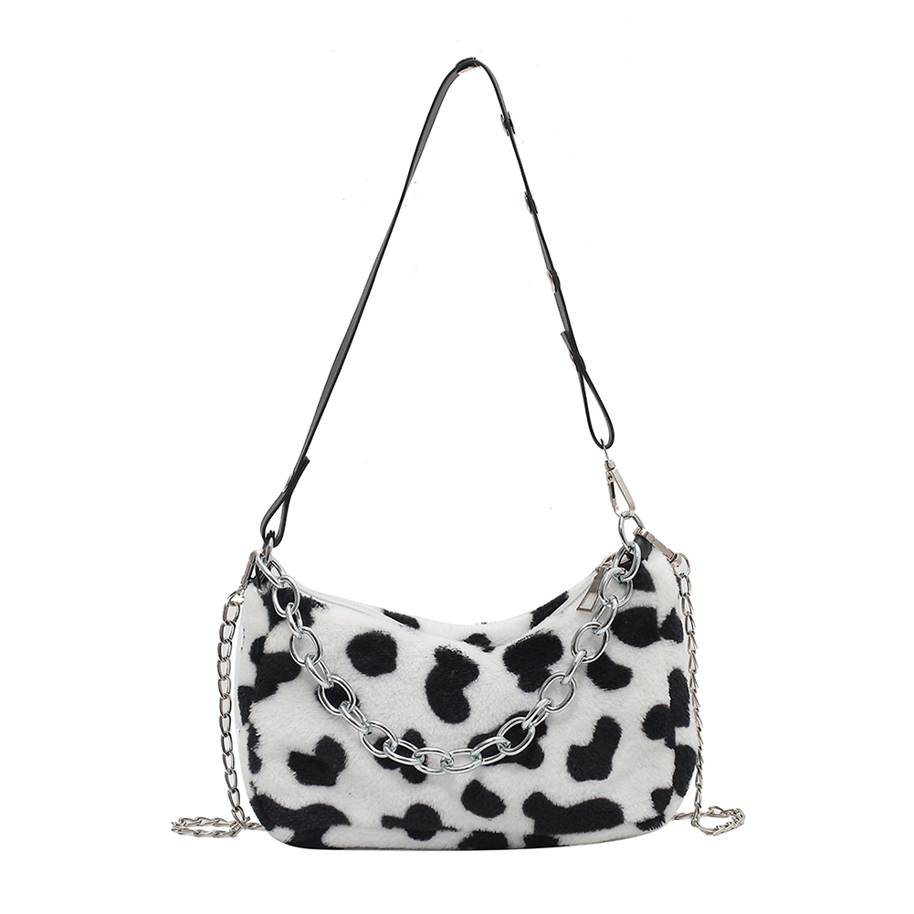 

Vintage Chain Animal Pattern Underarm Bag Women Plush Furry Shoulder Purse, Style 2, 501 Original