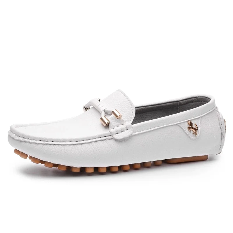 Loafers Men Leather Shoes Slip on Driving Flats Men Casual Shoes Mens White Moccasins Soft Sole Lazy Shoes Big Size 48