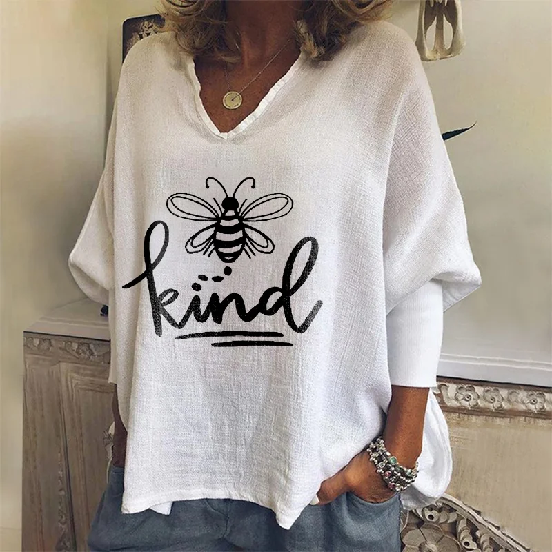 Kind Printed Butterfly Long Sleeves T-shirt