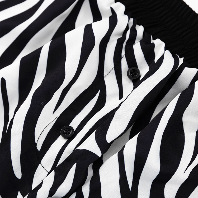Ootddress Women Two Piece Sets Outfits Zebra Printed Loose Shirt Tops And High Waist Shorts Set 2025 Casual Streetwear Summer New