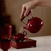 Household Kung Fu Tea Boiler Chinese Retro Pottery Ochre Dream Red Zhu Three-legged Small Wind Stove Electric Ceramic Stove Around the Stove Boil Teapot