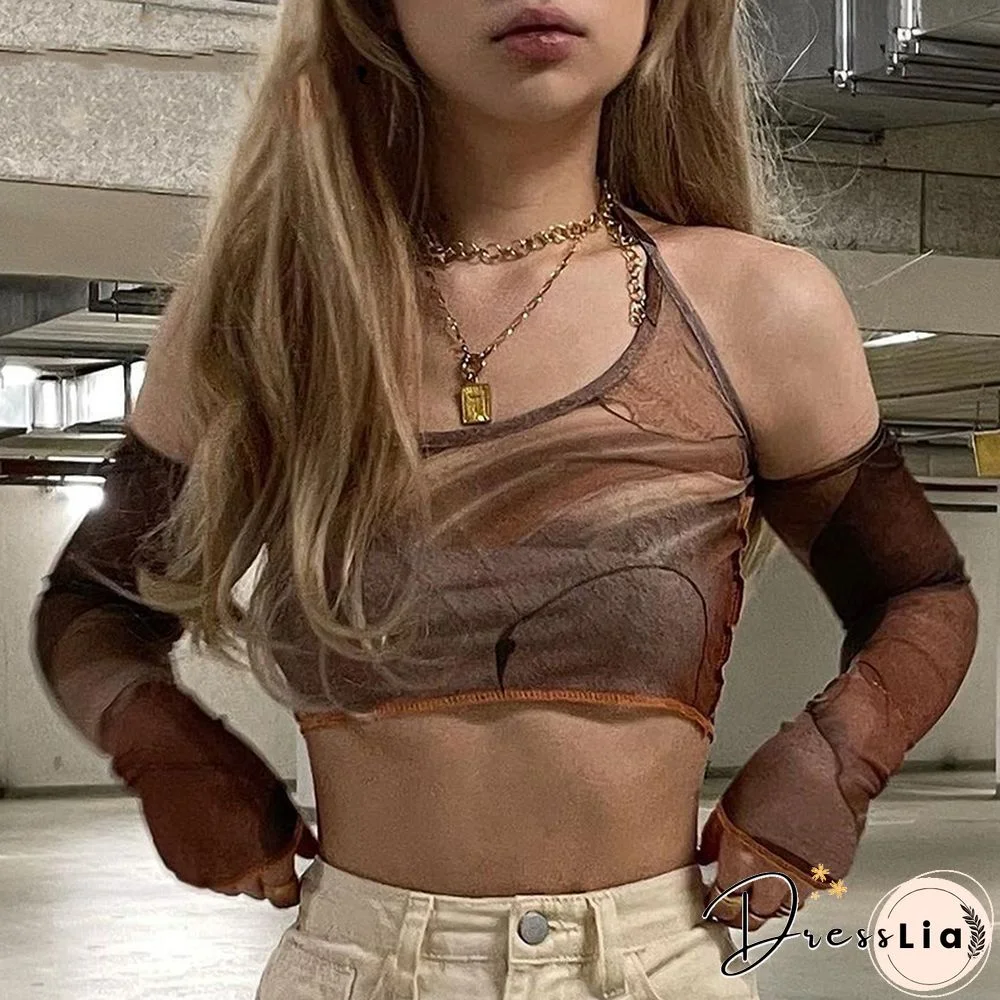 90S Women Aesthetic Brown Corset Top Vintage Crop Top Y2K Grunge Kawaii With Glove Fashion Sweats Summer Sexy Camis Korean Style