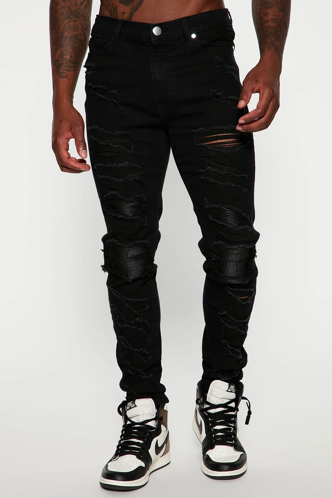 Bottoms Up Ripped Skinny Jeans - Black
