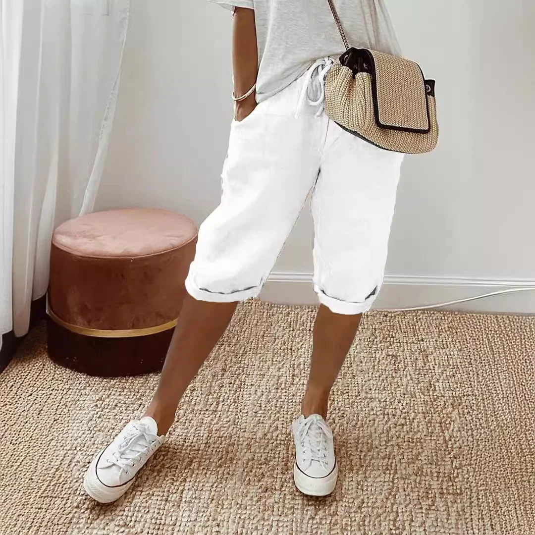 Nigikala Nigikala Women's Cotton Bag Loose Slacks Women's Trousers Five-Point Trousers