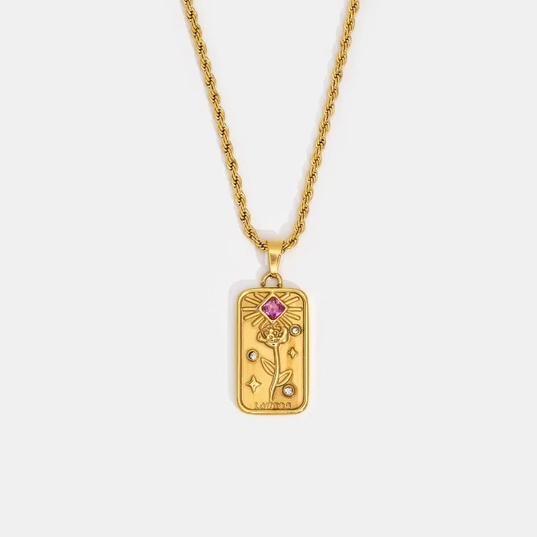 'Lovers' Tarot Pendant Crystal Necklace