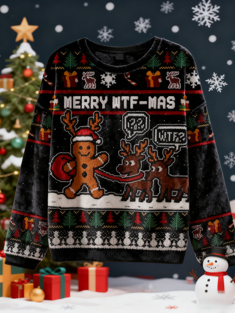 Confused Reindeer Christmas Ugly Flannel Sweater elevenforest