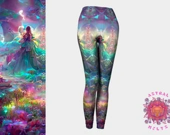 pornhint Pornhint Fantasy Neon Leggings, Psychedelic Leggings, Rave Festival Outfit, Yoga wear, Hippie clothing, Fairy Leggings, Colorful Printed Leggings,