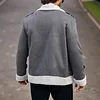 Men's Gray Coat With Contrasting Lamb Fur Collar And Cuffs, Zipper Closure, Casual Jacket, Suede Fabric, The Collar Can Be Worn Two Ways, Making It The Perfect Holiday Gift For Boyfriends And Husbands. Fleece Men Jacket Winter