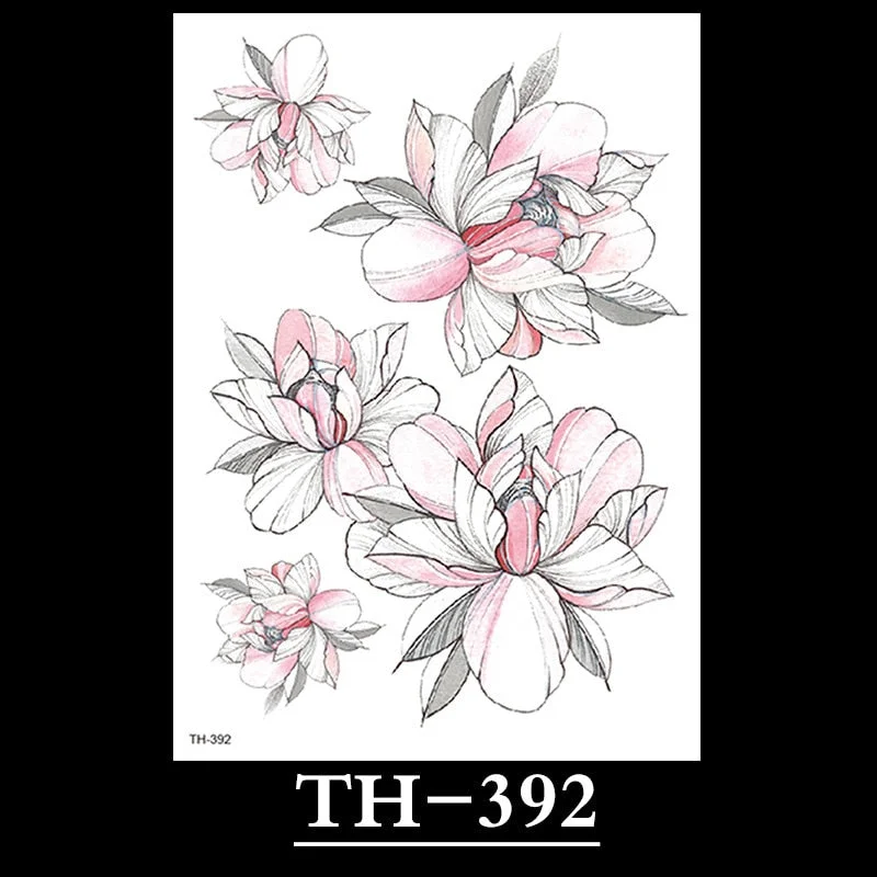 New Temporary Tattoos for Women Flower Sketch Tattoo Stickers Black and White Arm Art Snake Stickers Waterproof and Sweat Tattoo