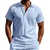 Men's British-Style Vacation Linen Short-Sleeve Polo Shirt by Inlyline