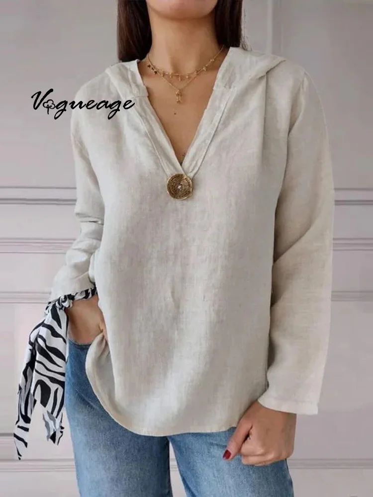 Fashion Single Button Hooded Swallowtail Solid Color T-Shirt