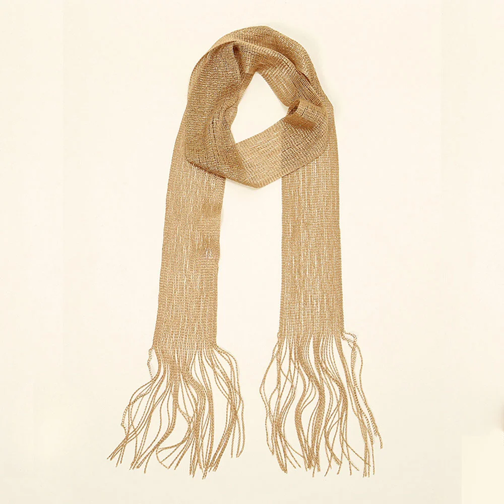 Women's Vintage Y2k Shiny Sequins Bright Silk Shawl Lace Tassel Necklace Scarf Party Evening Decoration