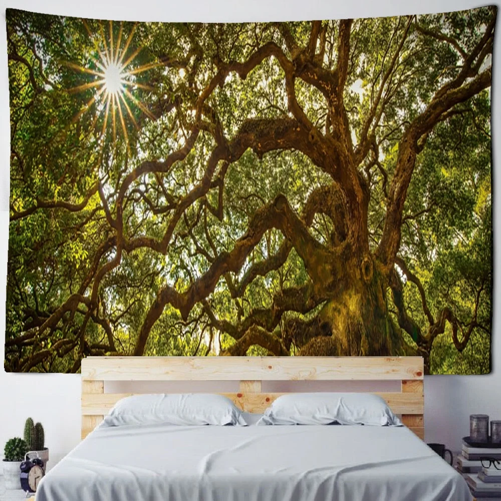 Beautiful Natural Forest Large Tapestry Wall Hanging Scenery Bohemian Mandala Art Living Room Background Home Decor