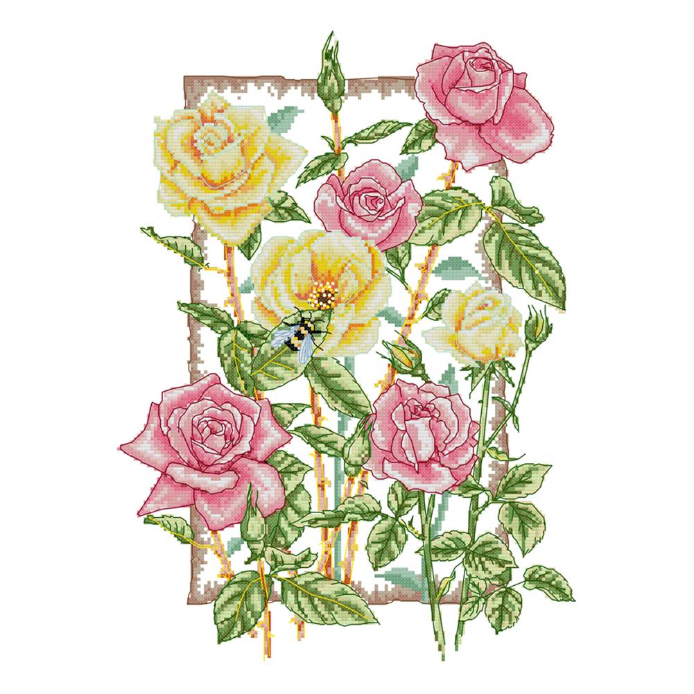 

Rose - 14CT Stamped Cross Stitch - 33*43cm, 501 Original