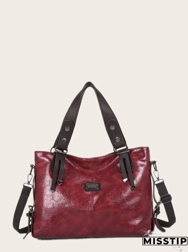 Metal Letter Decor Large Capacity Tote Bag