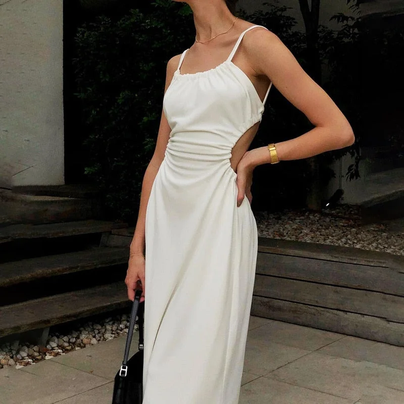 Abebey HOT Summer For 2023 Tank Strap Designer Clothes Backless Casual Evening Party  Womens Prom One Piece Basic Corset Maxi Dress