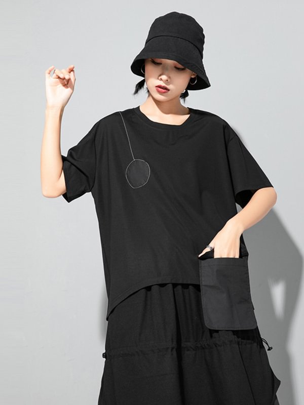 Original Irregularity Split-Joint Short Sleeves T-Shirts Tops
