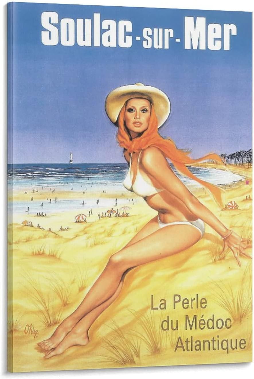 France Travel Posters, South of France Art, Paris Wall Art, French Riviera, Beach Art, Travel Wall A Canvas Painting Wall Art Poster for Bedroom Living Room Decor 12x18inch(30x45cm) Frame-style 12x18inch(30x45cm)