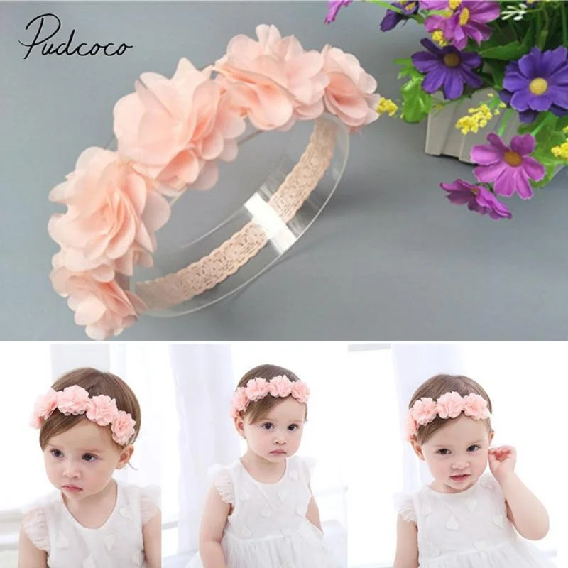 2019 Brand New Lace Flower Kids Baby Girl Toddler Headband Hair Band Headwear Accessories Lace Flower Headband Baby Photo Props
