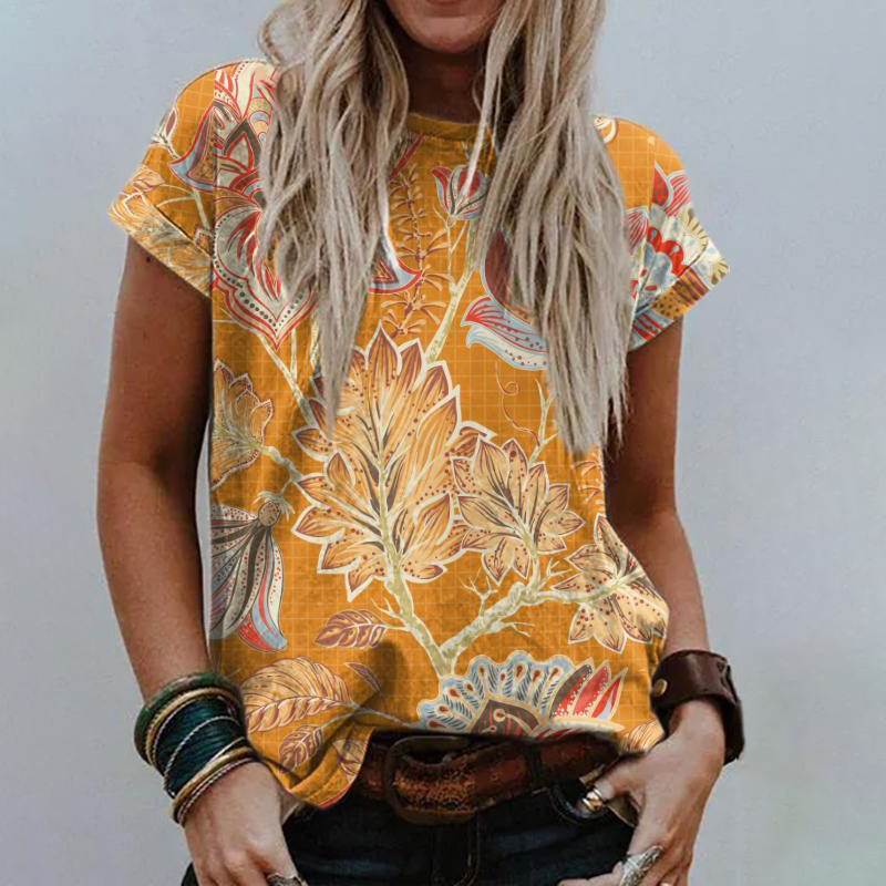 Ethnic Print Short Sleeve T-Shirt wearshes