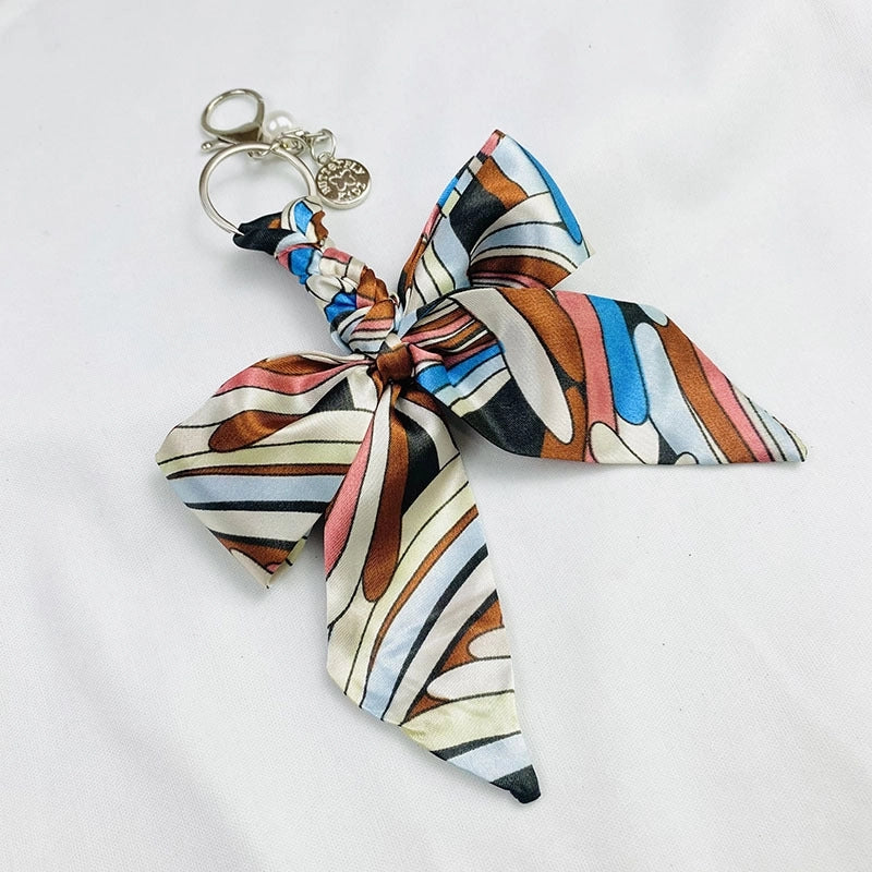 Sweet Minimalist Bow Knot Cloth Metal Unisex Bag Pendant Keychain