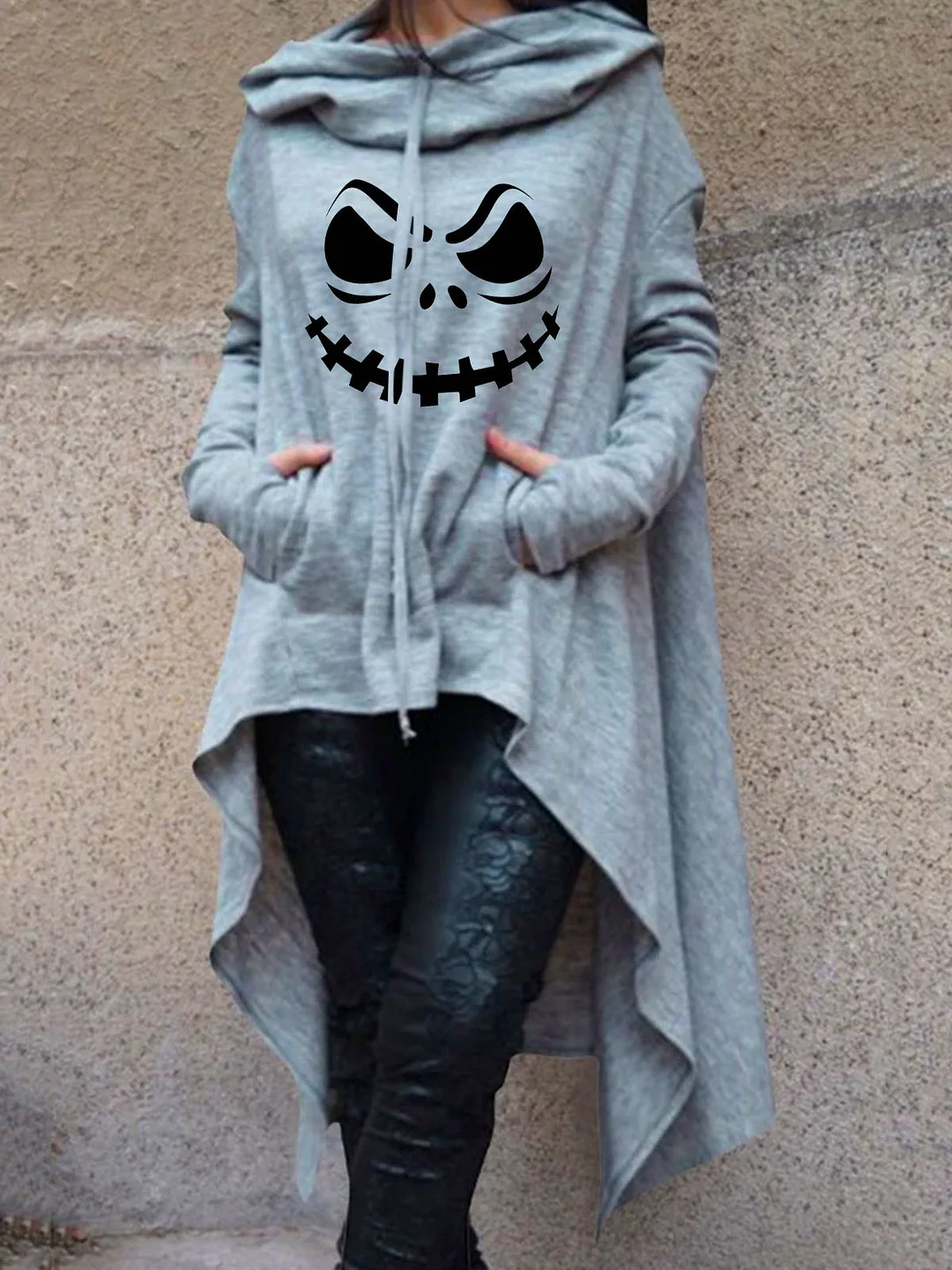 Funny Halloween Print  Hooded Long Sleeve Sweatshirt