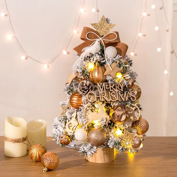 JOURNALSAY Desktop Christmas scene with lights atmosphere decorations ornaments(Including light strip)