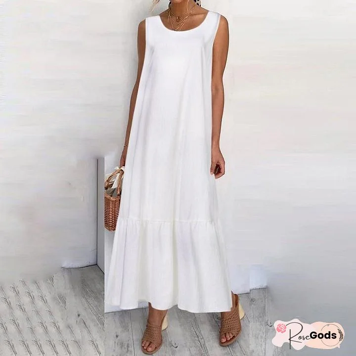 Casual Sleeveless Round Neck Dress