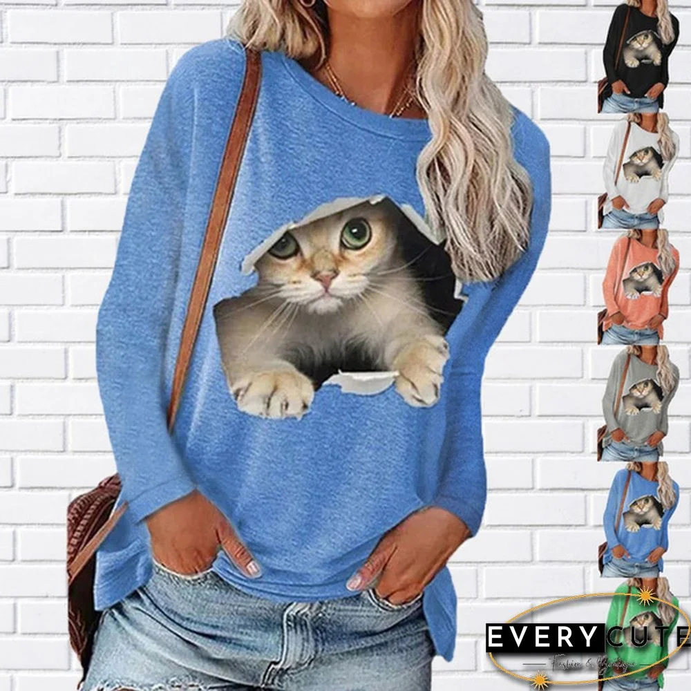 Winter Fashion Women Clothing Feather Printed Casual Sweatshirt Long Sleeve Tops T-shirt Blouse Ladies Round Neck Pullover Sweater Plus Size XS-8XL