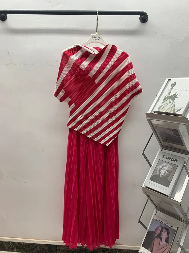 wholesale new striped printed lapel short sleeve temperament large size women's trouser suit-DG0003YY