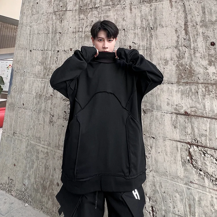 Dawfashion Techwear Streetwear-Japanese Dark Style Three-dimensional Stitched Stand Up Collar Sweat Shirts-Streetfashion-Darkwear-Techwear