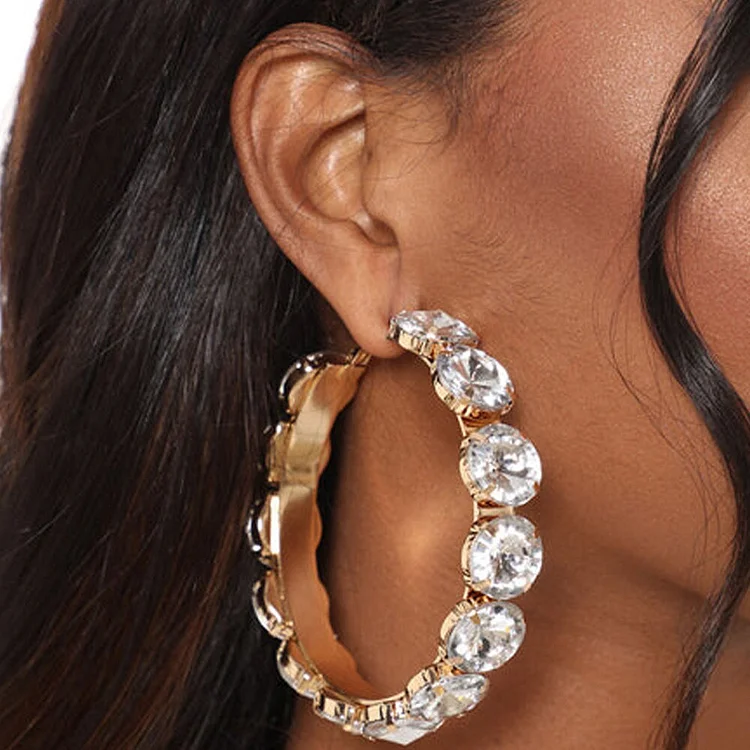 Fashion Rhinestone Embellished Hoop Earring