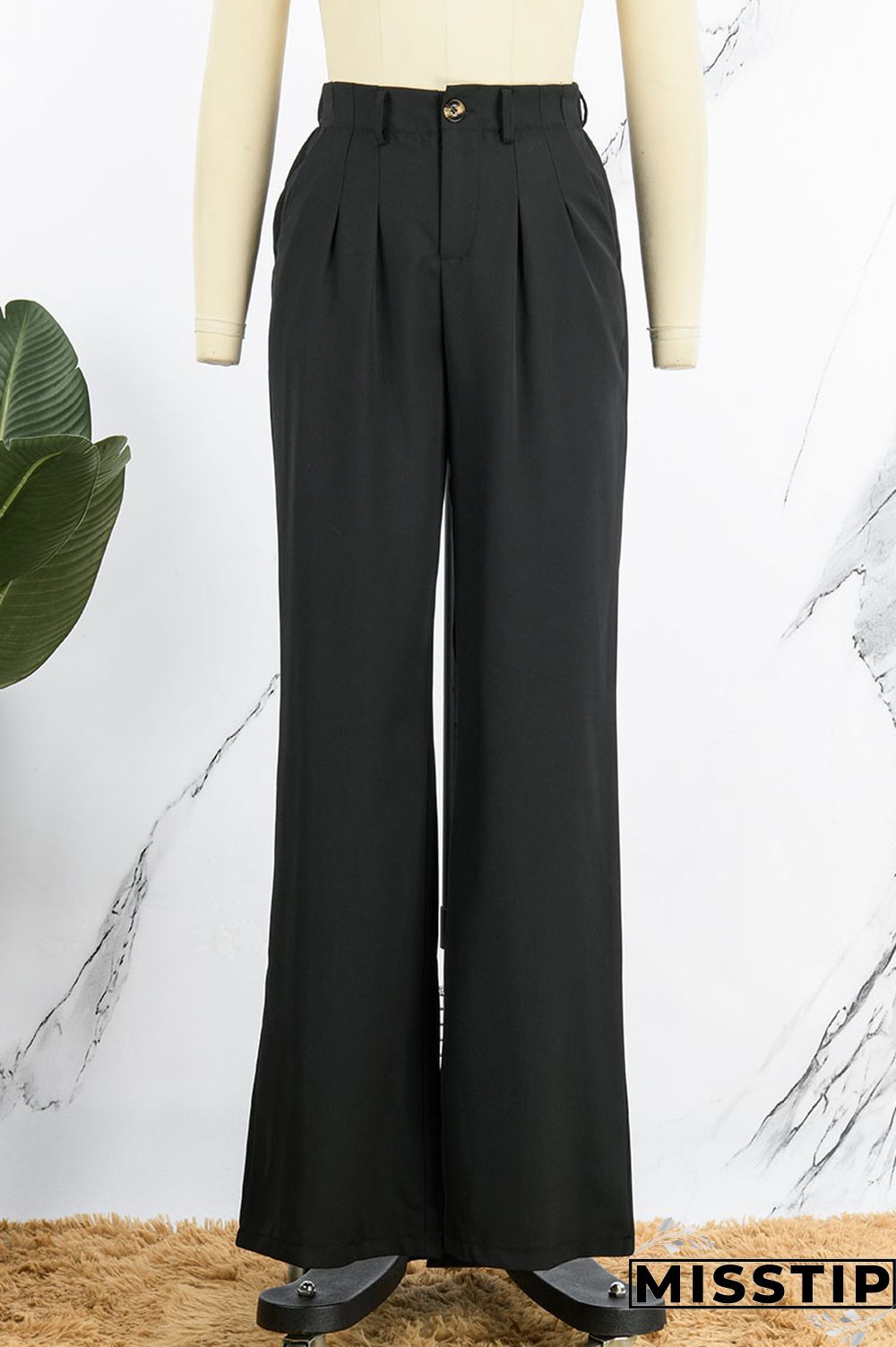 Purple Casual Solid Patchwork High Waist Straight Solid Color Bottoms