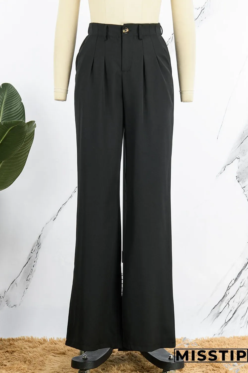 Purple Casual Solid Patchwork High Waist Straight Solid Color Bottoms