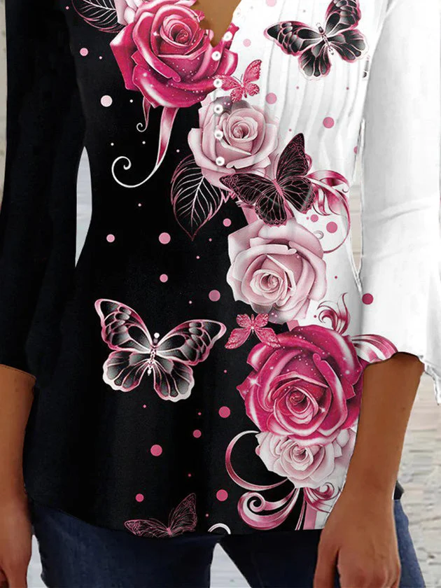 Women Half Sleeve V-neck Solid Color Dress