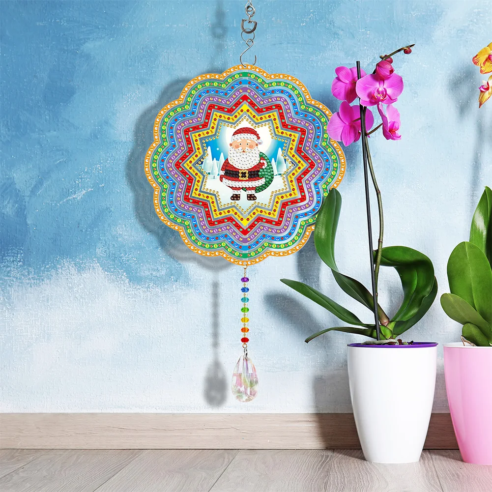DIY Diamond Painting Rotatable 3D Wind Chimes - Santa(Double Sided)