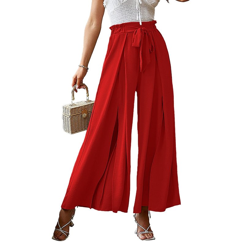 Bowknot Loose High Waist Wide Leg Pants Leisure